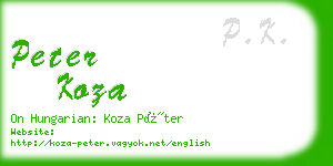 peter koza business card